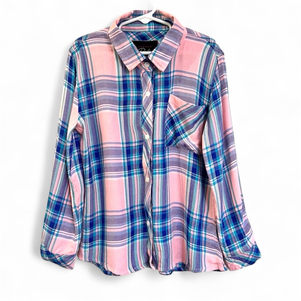 Rails Girls Hudson Pink Blue Plaid Shirt Size 6-7